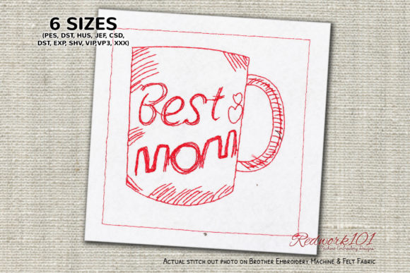Best Mom Coffee Mug Embroidery Design
