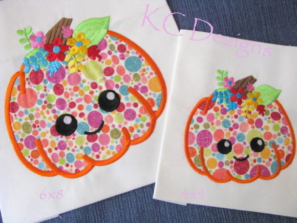 Pumpkin with Pretty Flowers Applique