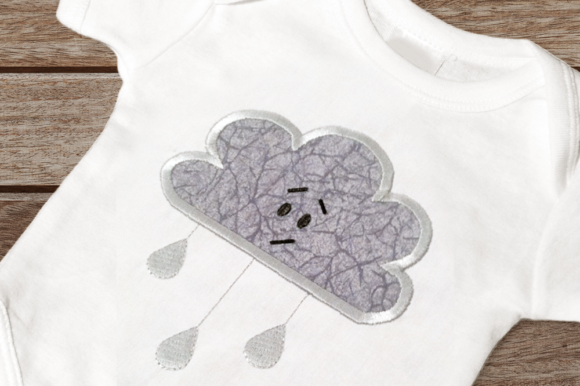 Sad Rain Cloud Embroidery Design